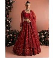 Red Bridal Lehenga Choli with Stone-Studded Embroidery