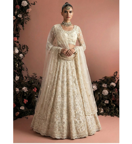 off white Bridal Lehenga Choli with Stone-Studded Embroidery