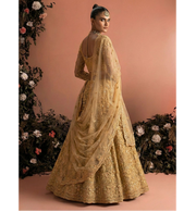Golden Bridal Lehenga Choli with Stone-Studded Embroidery