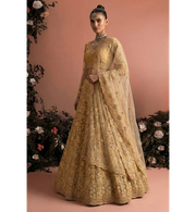Golden Bridal Lehenga Choli with Stone-Studded Embroidery