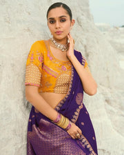 Purple Viscose Woven Saree  Embroidered Sequins With Moti Work