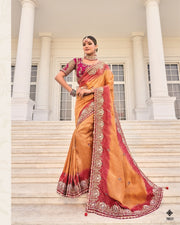 Peach Crepe Jacquard Zarkan Embroidery