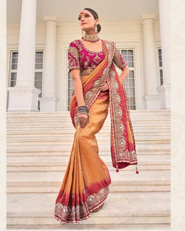 Peach Crepe Jacquard Zarkan Embroidery