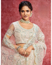 Off white Organza Embroidered Saree with sequins work