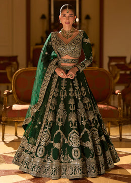 Green Premium Silk & Embroidered Designer Lehenga Choli