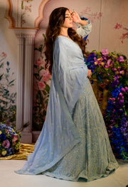 Sky Blue Embroidered Lehenga Set