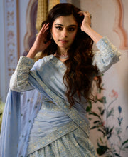 Sky Blue Embroidered Lehenga Set