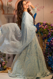 Sky Blue Embroidered Lehenga Set