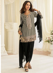 Black Multi Color Silk Embroidery Work Readymade  Suit