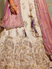 Light Pink & Beige Tissue Designer Lehenga Choli with Beads Work