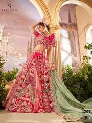 Pink Bridal Tone Silk Embroidery,Sequince,Thread Pearl & Zari Hand Weaving Work
