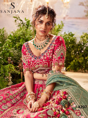 Pink Bridal Tone Silk Embroidery,Sequince,Thread Pearl & Zari Hand Weaving Work