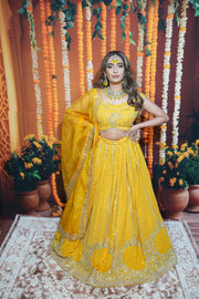Yellow embellished lehenga  with Tassel choli set