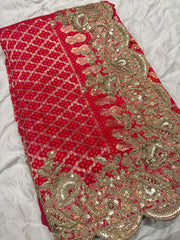 Rani Pink Bandhani Designer Saree with Heavy Zari Embroidered Blouse