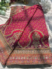 Royal Magenta Designer Bridal Saree with Heavy Handwork Embroidered Blouse