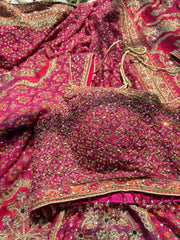 Royal Magenta Designer Bridal Saree with Heavy Handwork Embroidered Blouse
