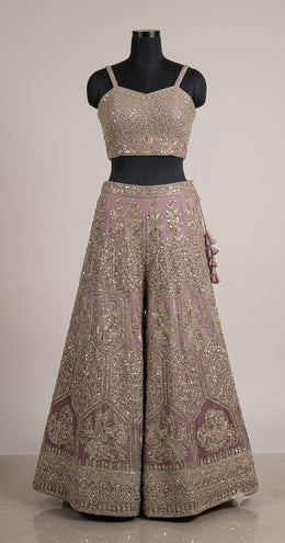 Dusty Pink Embroidered Sharara Set