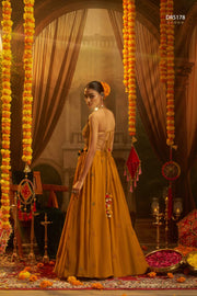 Yellow Georgette Embroidered Corset Top With Palazzo