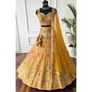 Yellow color Designer Sequence Embroidery work Lehenga choli