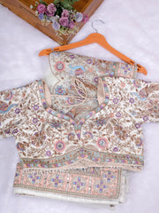 Cream Couture Threadwork with Jarkan Beads Sequins Luxe Flow Saree