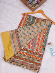 Multicolor Royal Drape Chinon Saree