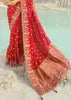 Cherry Red  Viscose Woven Saree  with Embroidery Border