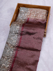 Black Wine Embroidered Saree with Designer Blouse
