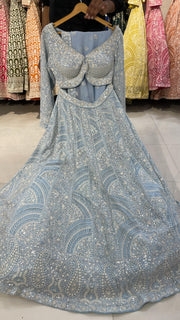 Sky Blue Embroidered Lehenga Set