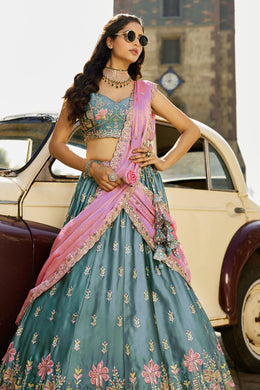 ROYAL RANI PINK PURE TISSUE LEHENGA SET