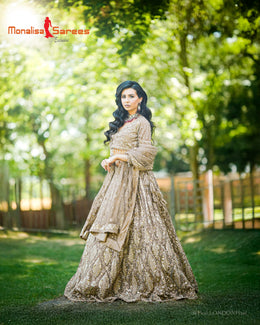 the Gold Glitz Royal Edit Sequins Net Embroidered Lehenga Set