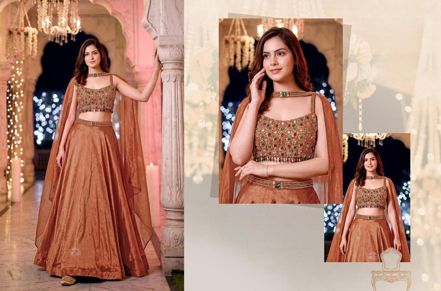 Copper Rust Embellished Lehenga Couture Ensemble