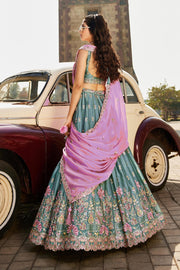 ROYAL RANI PINK PURE TISSUE LEHENGA SET