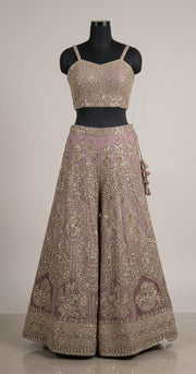 Blush pink Premium Net Embroidered Lehenga Choli with Peacock & Paisley Work, Designer Blouse and Soft Net Dupatta