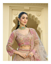 Light pink and purple stonework lehenga choli set