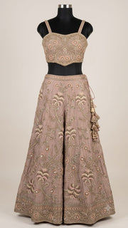 Blush pink Premium Net Embroidered Lehenga Choli with Peacock & Paisley Work, Designer Blouse and Soft Net Dupatta