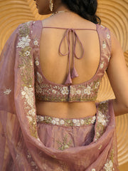 Rose gold Tissue beads sequince Embroidered Lehenga Set