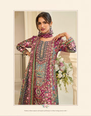 Berry Bloom Embroidered Sharara Suit Set