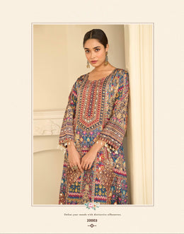Multicolour Printed Embroidered Kurta Set