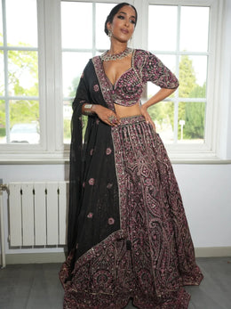 Midnight Royale blue sequins Lehenga Set