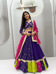 Royal Purple Embroidered Lehenga with Matching Choli