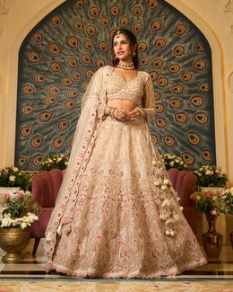 Ivory Blush Zarkan & Sequin Bridal Lehenga Set choli set