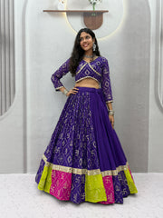 Royal Purple Embroidered Lehenga with Matching Choli