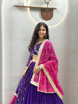 Royal Purple Embroidered Lehenga with Matching Choli