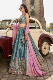 ROYAL RANI PINK PURE TISSUE LEHENGA SET