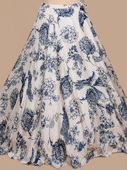 Ruby Red Blouse & Blue Bloom Floral Lehenga