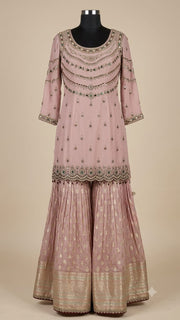 Rose Mist Embellished Kurti & Sharara Set