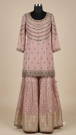Rose Mist Embellished Kurti & Sharara Set