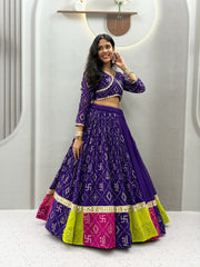Royal Purple Embroidered Lehenga with Matching Choli
