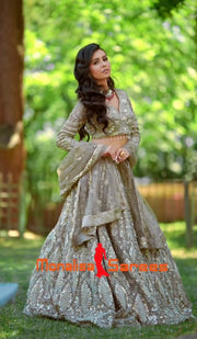 the Gold Glitz Royal Edit Sequins Net Embroidered Lehenga Set