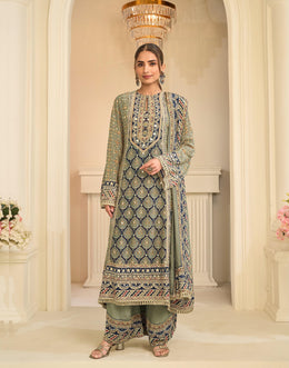 Sage Heritage Printed 3-Piece Suit Set